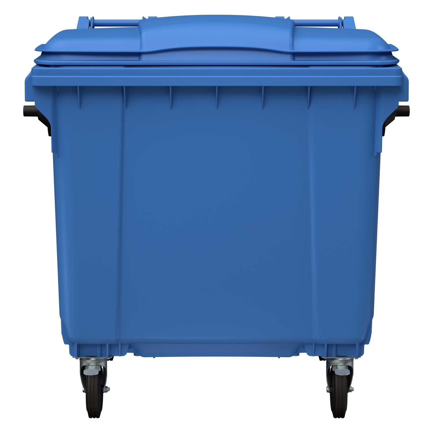 Мусорный контейнер 1100 л iPlast тёмно-голубой 4-колёсный с тёмно-голубой крышкой