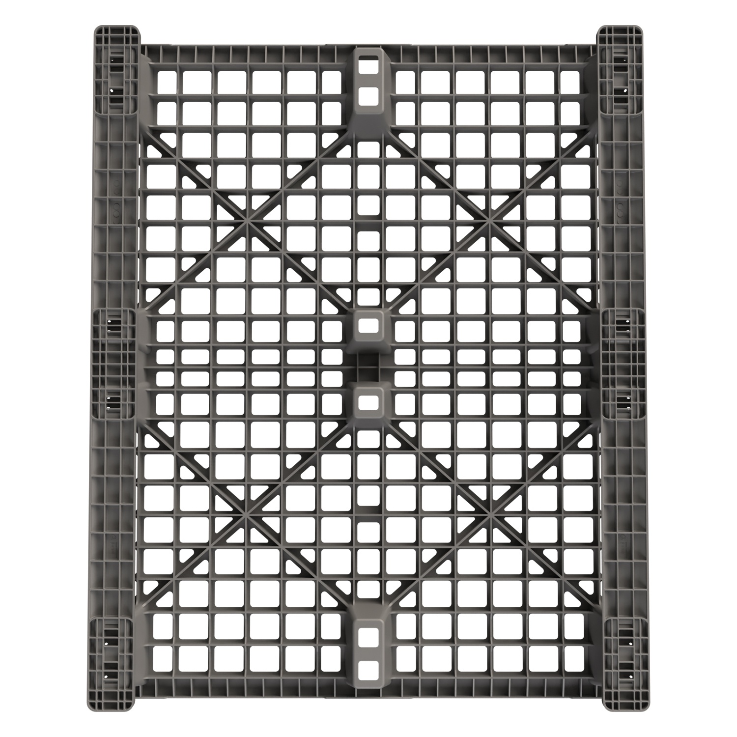 Пластиковый паллет 1200x1000x145 мм iPlast серый перфорированный на 2 полозьях с бортиком