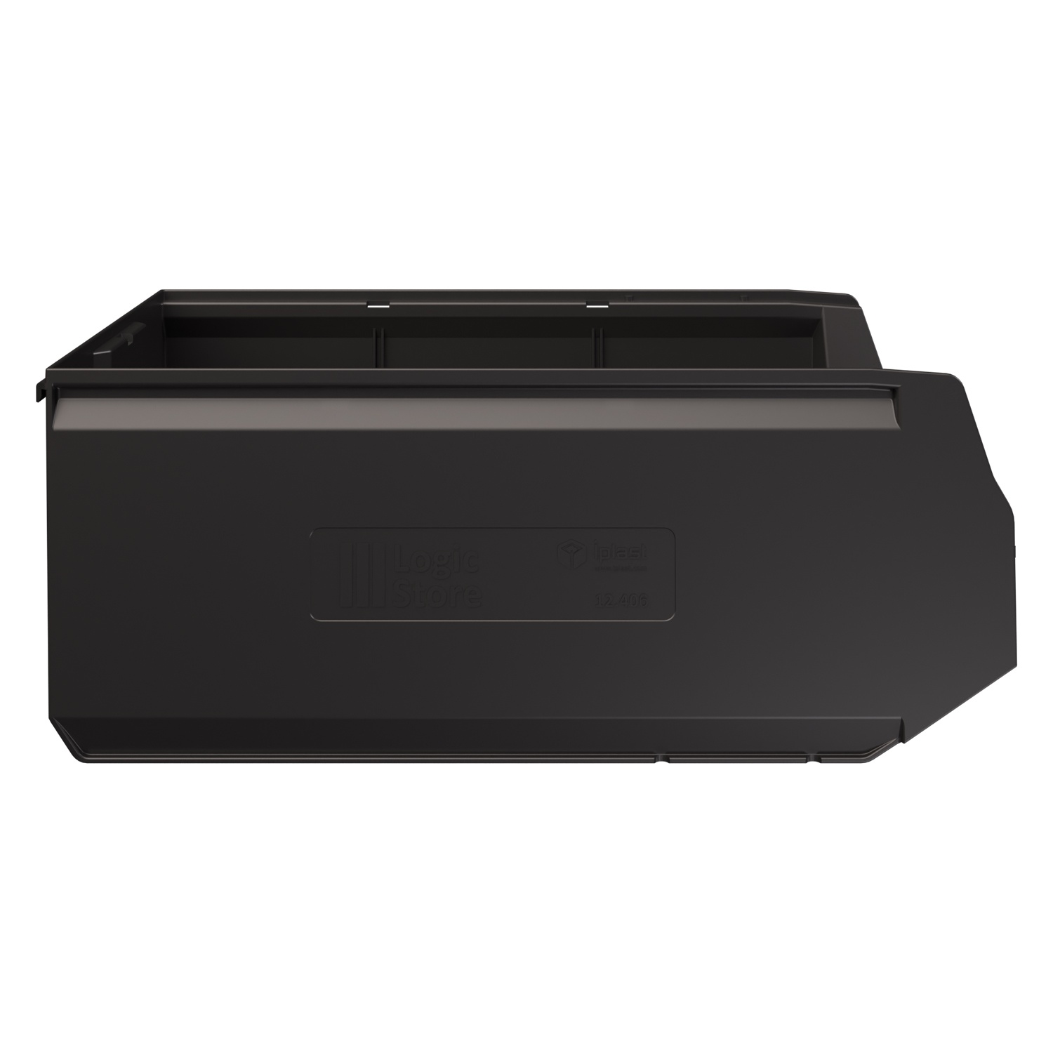 Складской лоток Logic Store 500х300х200 мм iPlast чёрный ЭКО с отверстиями для перегородок N1 (12.406.1)