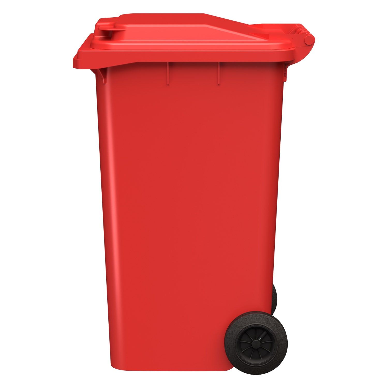 Мусорный контейнер 240 л iPlast красный 2-колёсный (д. 200 мм) с красной полипропиленовой крышкой