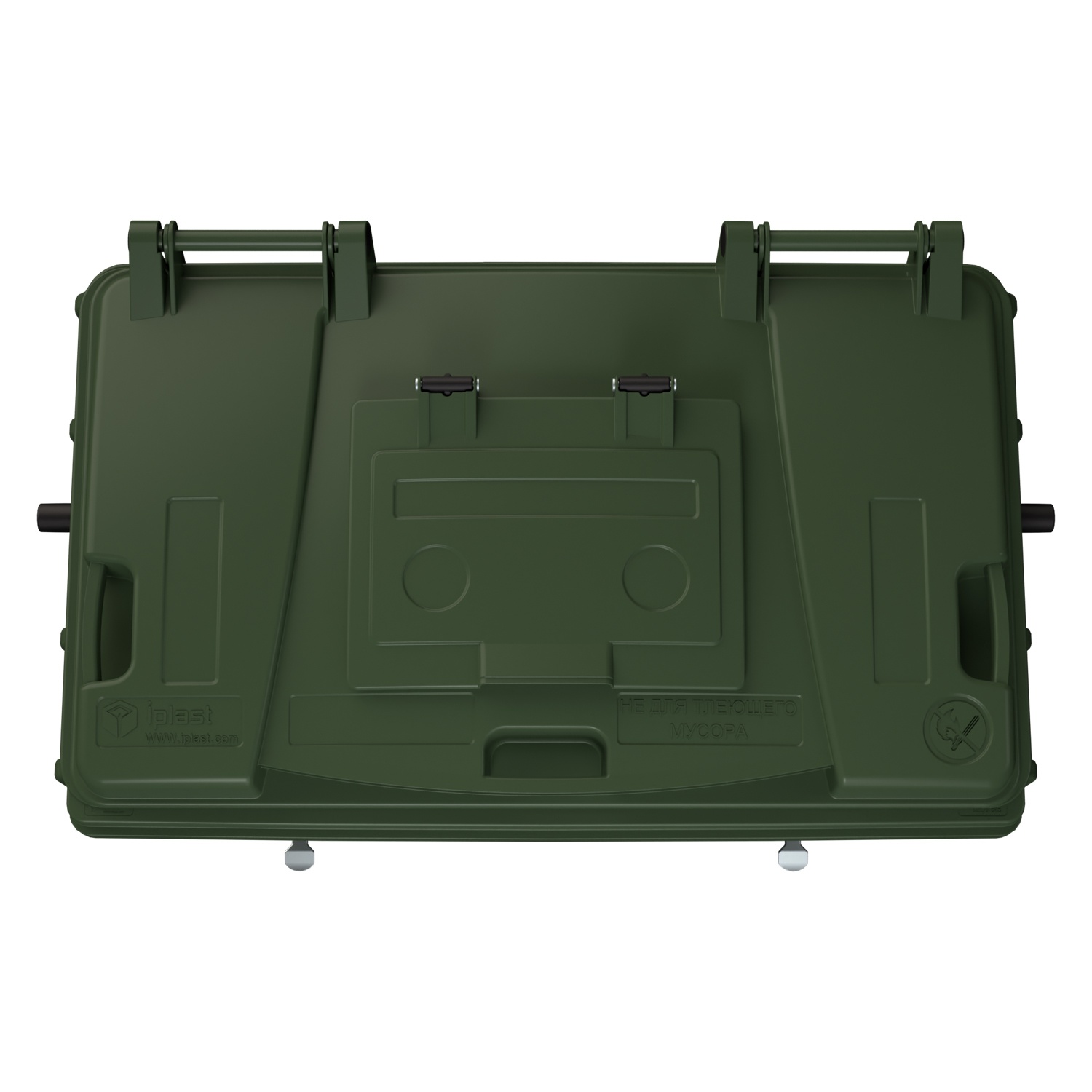 Мусорный контейнер 770 л iPlast зелёный 4-колёсный с зелёной крышкой и мини-крышкой