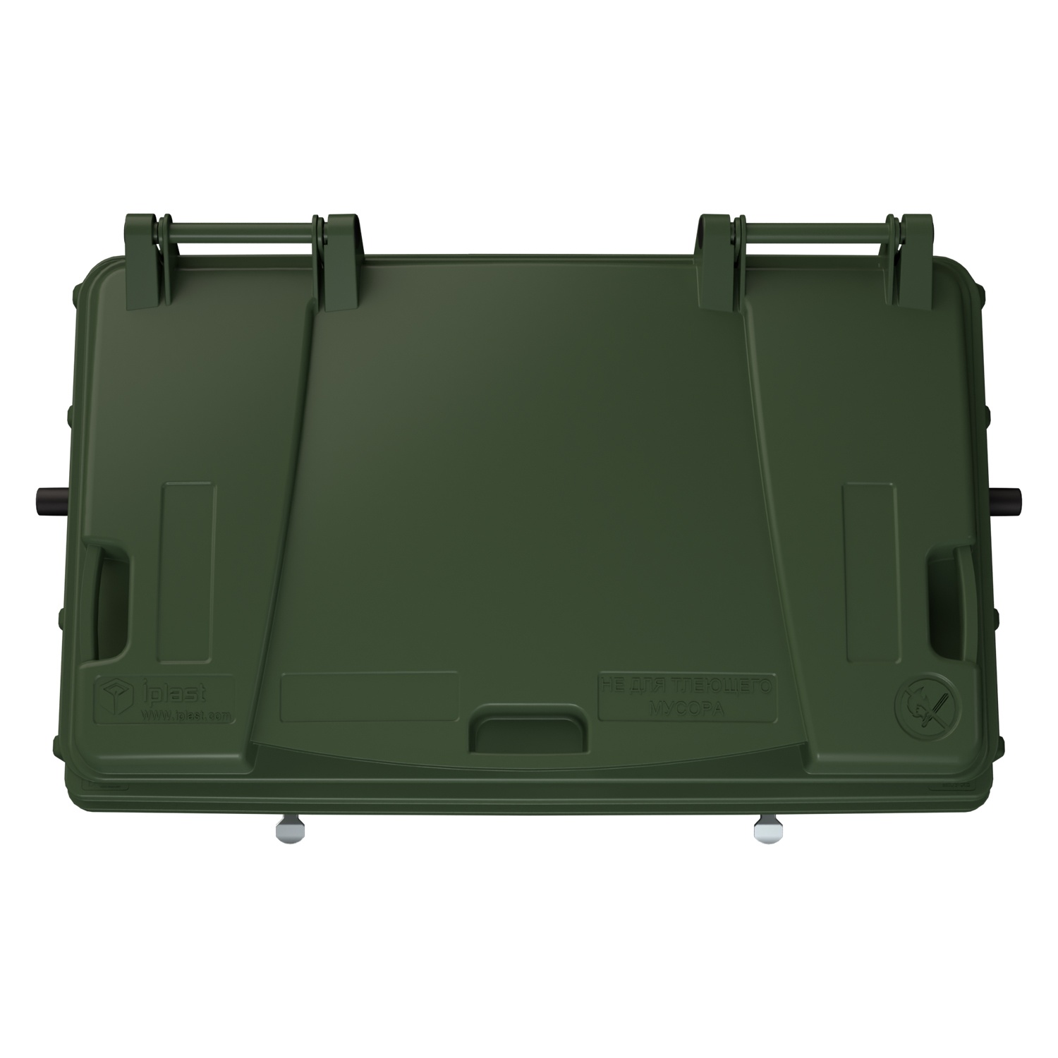 Мусорный контейнер 770 л iPlast зелёный 4-колёсный с зелёной крышкой Мусорный контейнер 770 л iPlast зелёный 4-колёсный с зелёной крышкой