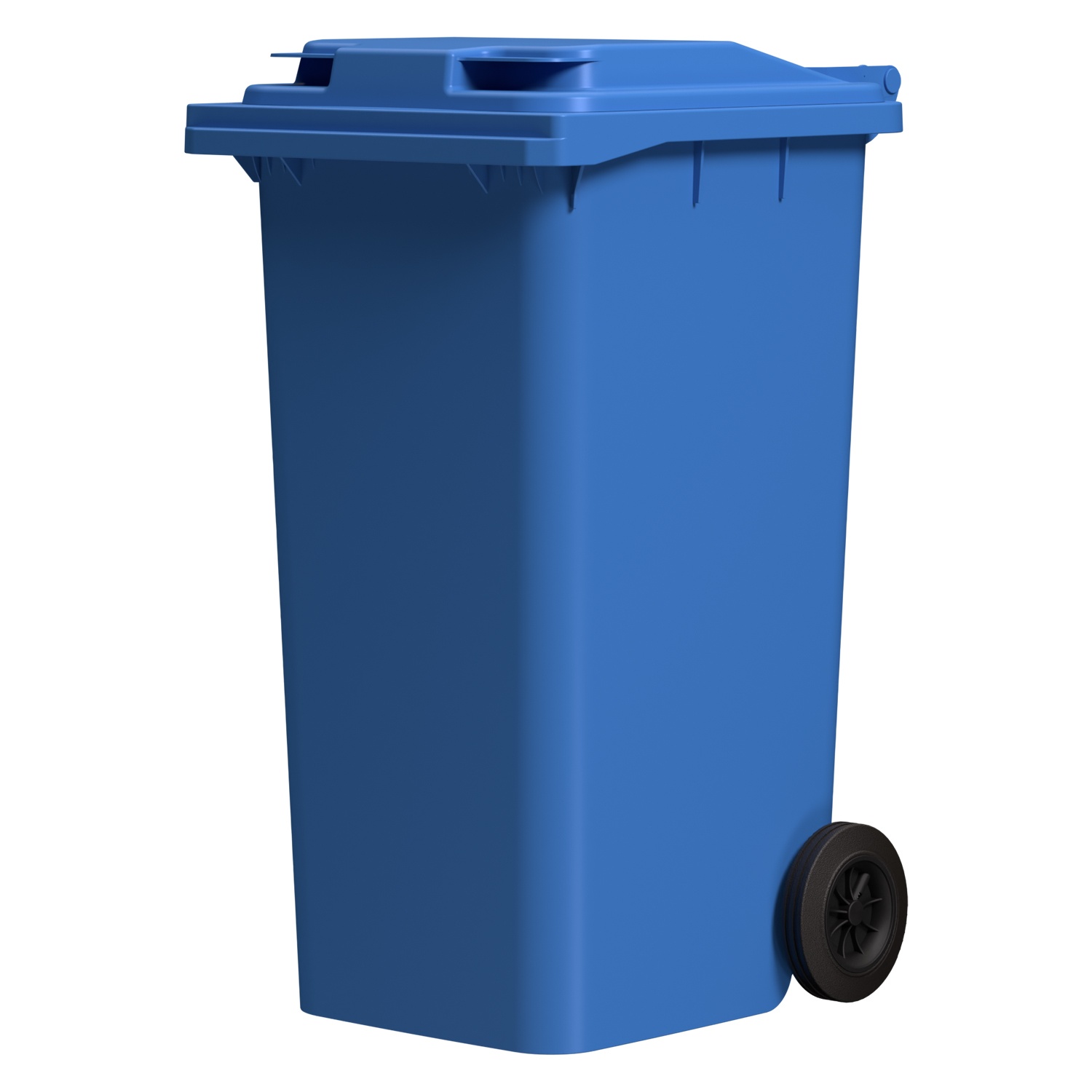 Мусорный контейнер 240 л iPlast синий 2-колёсный (д. 200 мм) с синей полипропиленовой крышкой