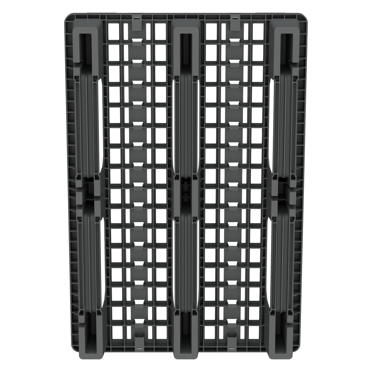 Пластиковый паллет 1200x800x153 мм iPlast серый перфорированный на 3 полозьях с бортиком
