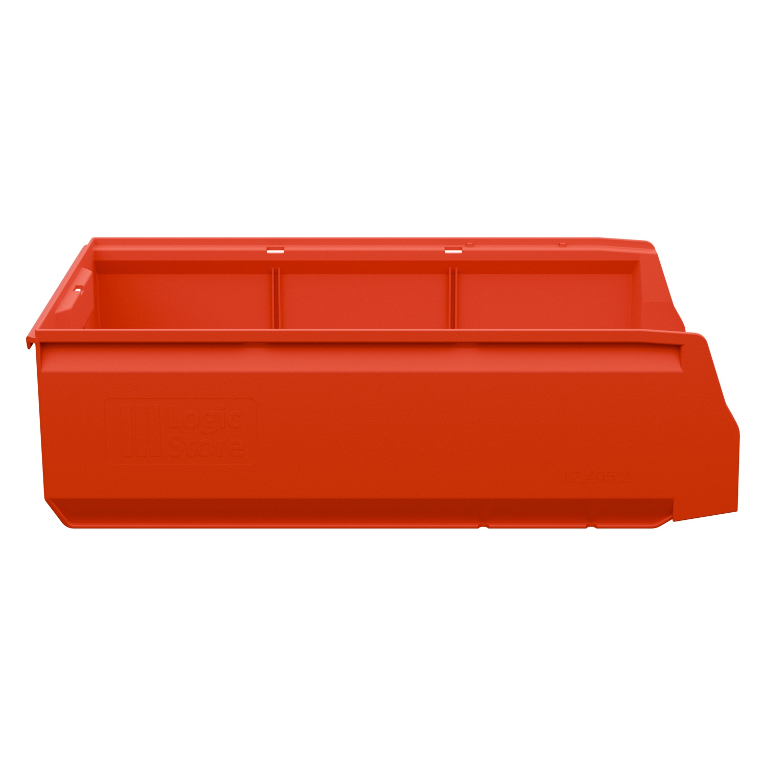 Складской лоток Logic Store 500х225х150 мм iPlast красный с отверстиями для перегородок и наклейкой сбоку