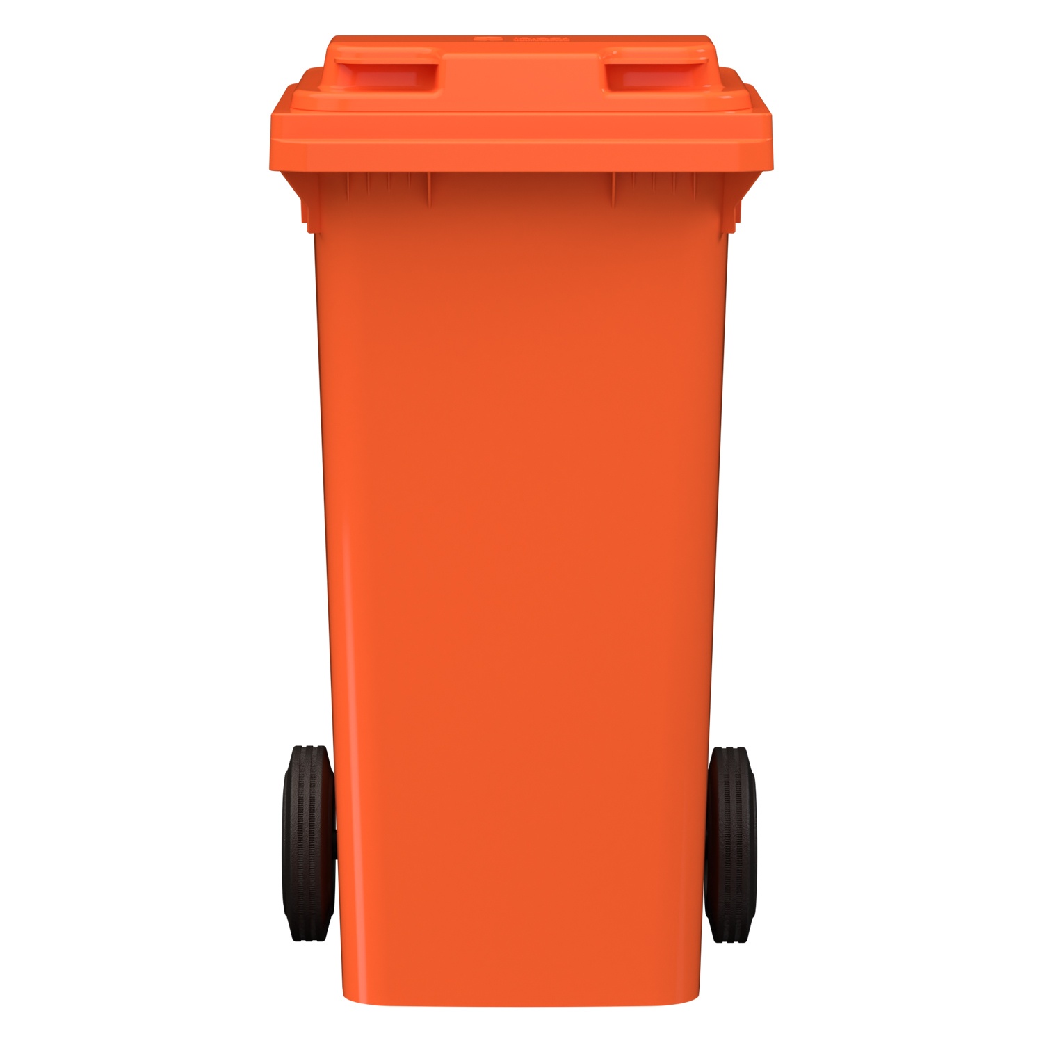 Мусорный контейнер 120 л iPlast оранжевый 2-колёсный (д. 200 мм) с оранжевой крышкой