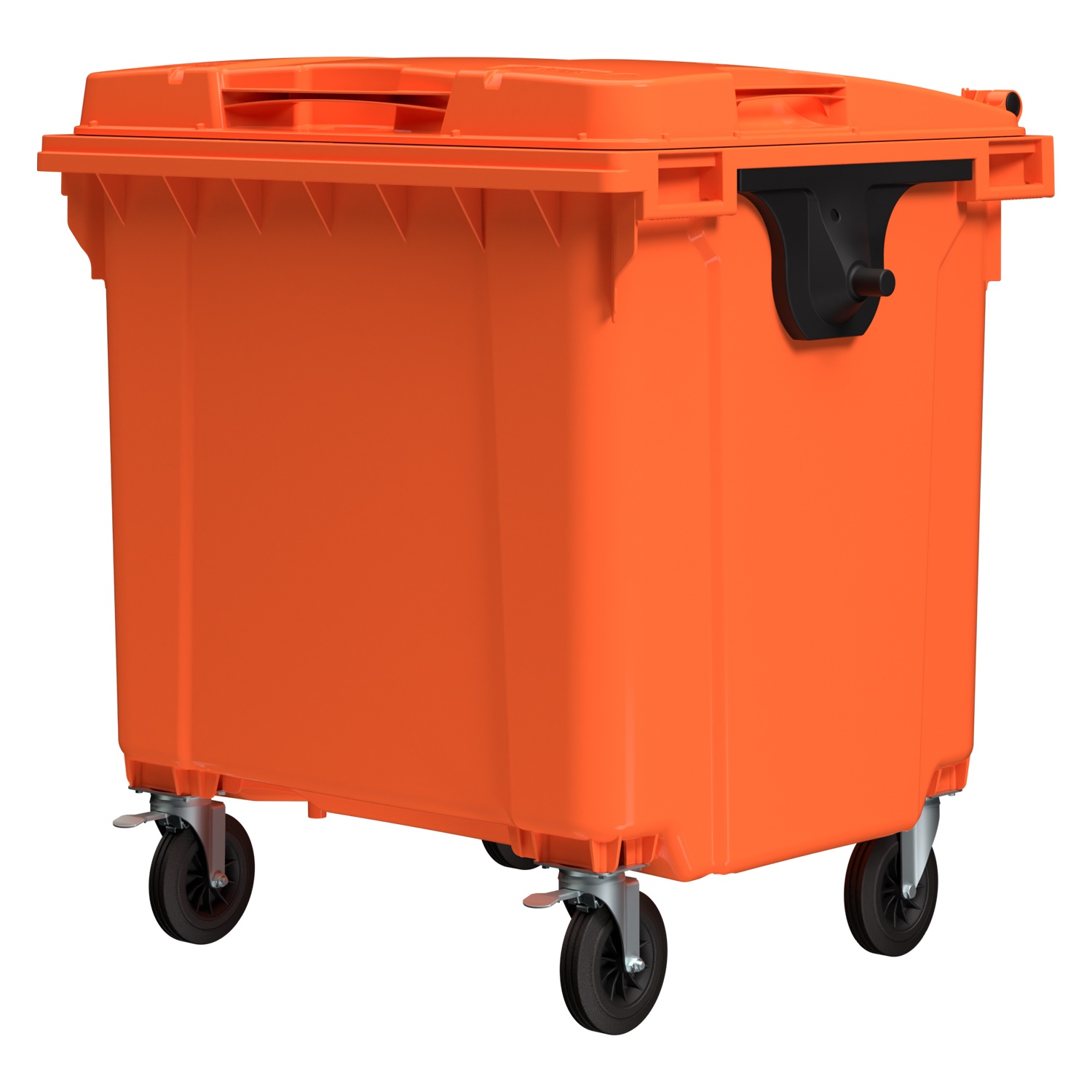 Мусорный контейнер 1100 л iPlast оранжевый 4-колёсный с оранжевой крышкой N1 (20.807.1)