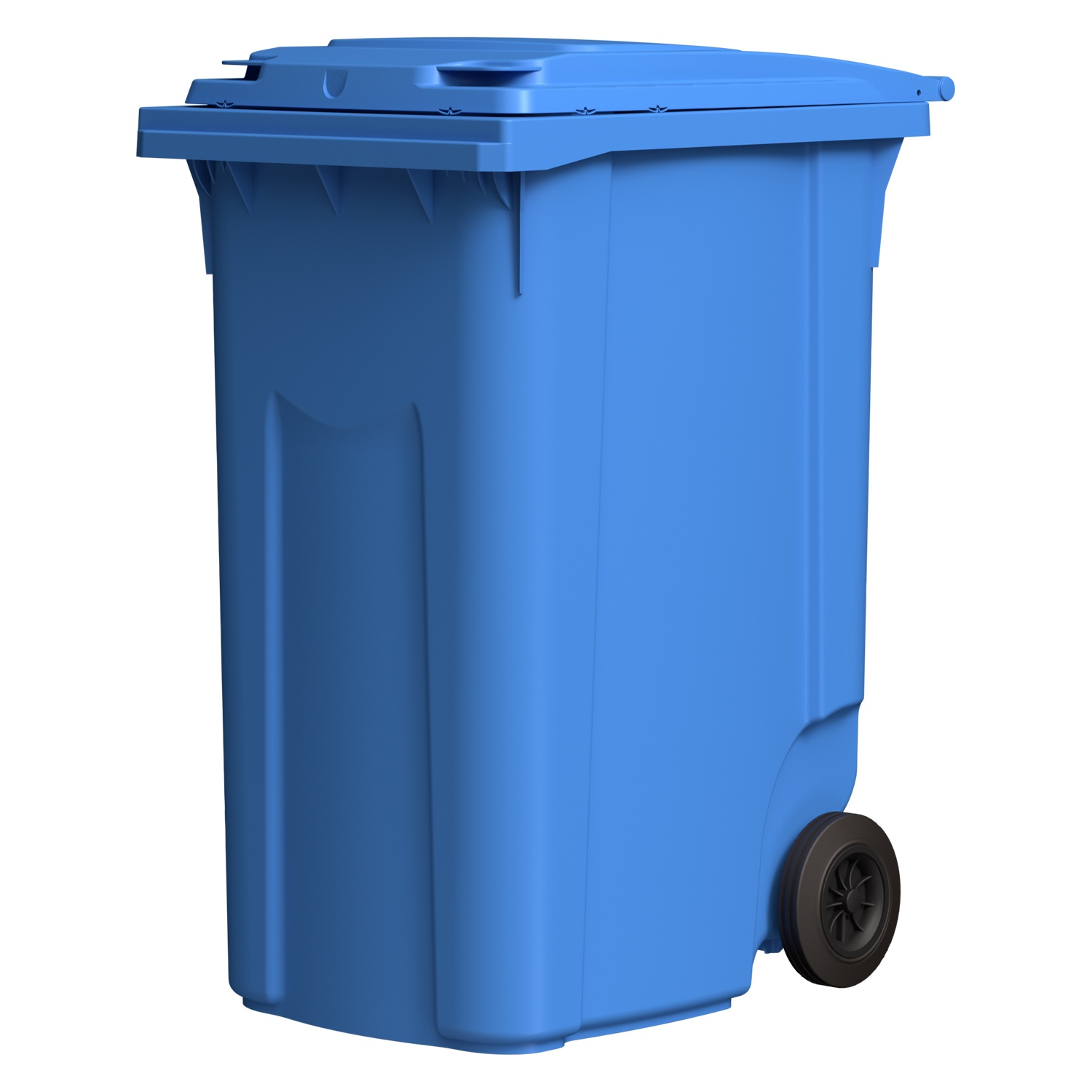 Мусорный контейнер 360 л iPlast тёмно-голубой 2-колёсный (д. 200 мм) с тёмно-голубой крышкой