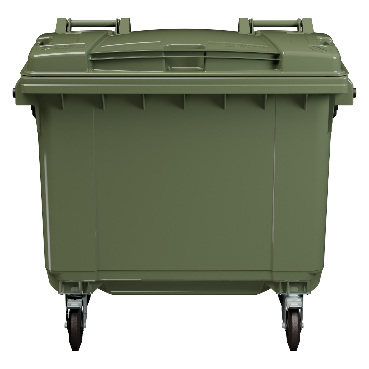 Мусорный контейнер 660 л iPlast зелёный 4-колёсный с зелёной крышкой