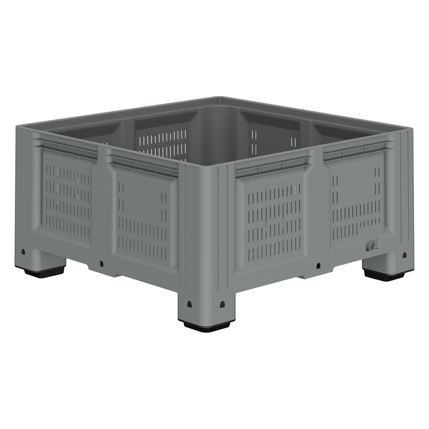 Большой контейнер 1130x1130x580 мм iPlast iBOX светло-серый c перфорированными стенками и дном, на ножках Большой контейнер 1130x1130x580 мм iPlast iBOX светло-серый c перфорированными стенками и дном, на ножках