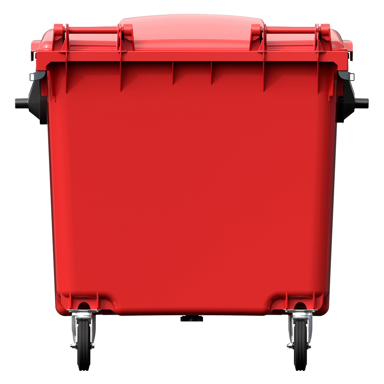 Мусорный контейнер 1100 л iPlast красный 4-колёсный с красной крышкой без педали Мусорный контейнер 1100 л iPlast красный 4-колёсный с красной крышкой без педали