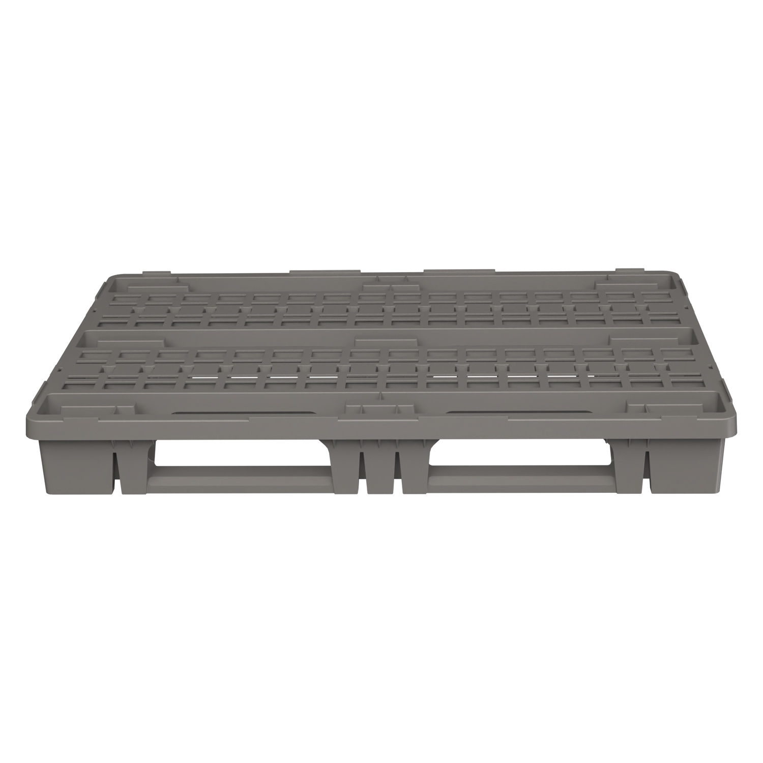 Пластиковый паллет 1200x800x153 мм iPlast серый ЭКО перфорированный на 3 полозьях с бортиком Пластиковый паллет 1200x800x153 мм iPlast серый ЭКО перфорированный на 3 полозьях с бортиком