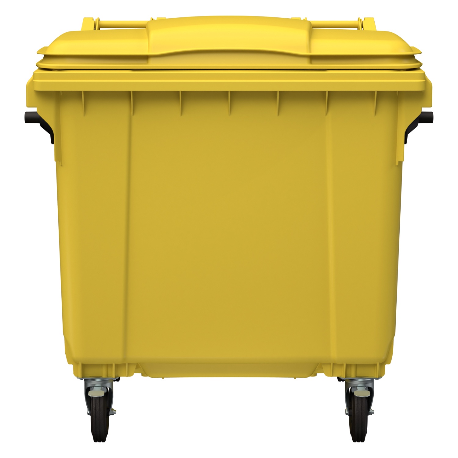 Мусорный контейнер 1100 л iPlast жёлтый 4-колёсный с жёлтой крышкой