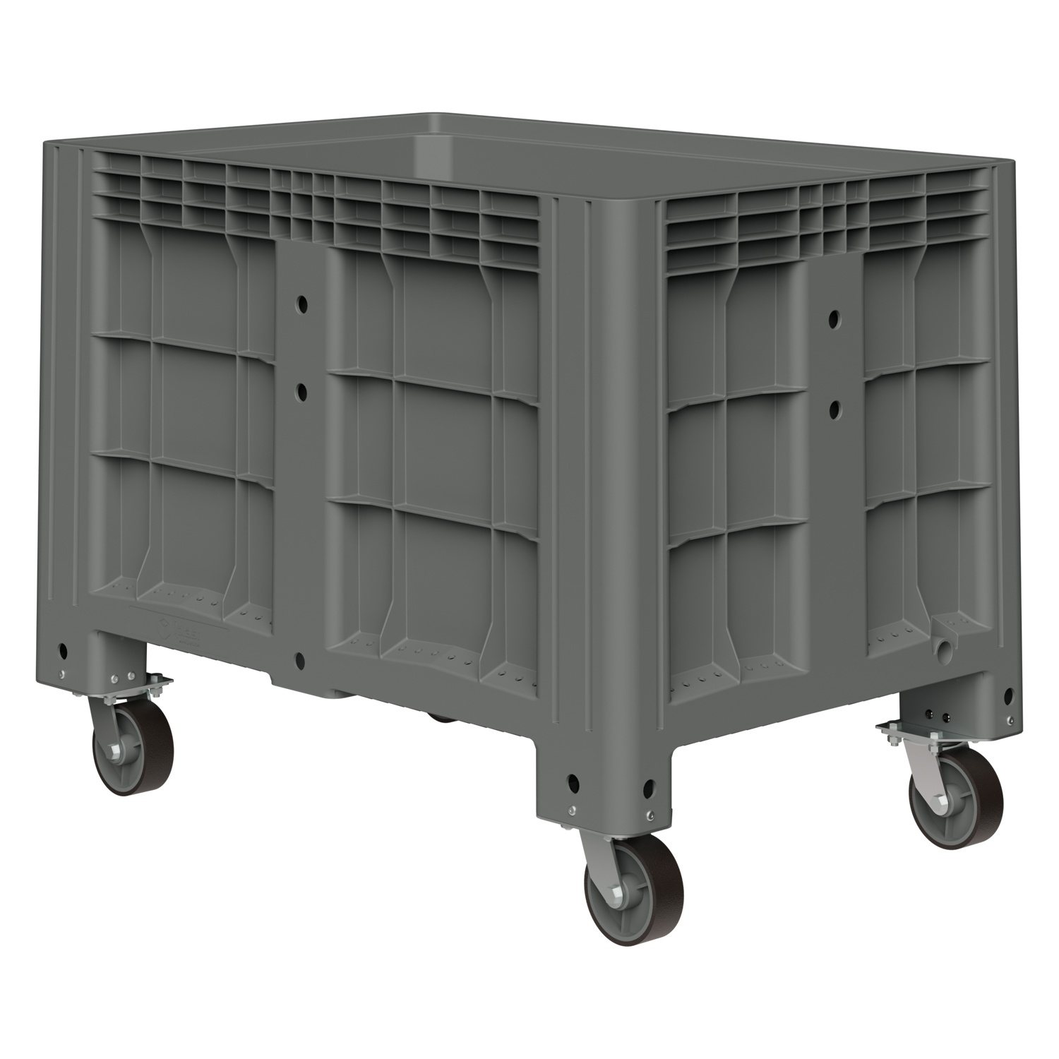 Большой контейнер 1200x800x920 мм iPlast iBOX светло-серый со сплошными стенками и дном, на колёсах