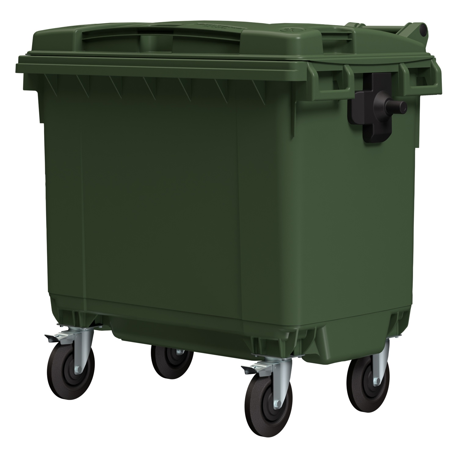 Мусорный контейнер 660 л iPlast зелёный 4-колёсный с зелёной крышкой Мусорный контейнер 660 л iPlast зелёный 4-колёсный с зелёной крышкой