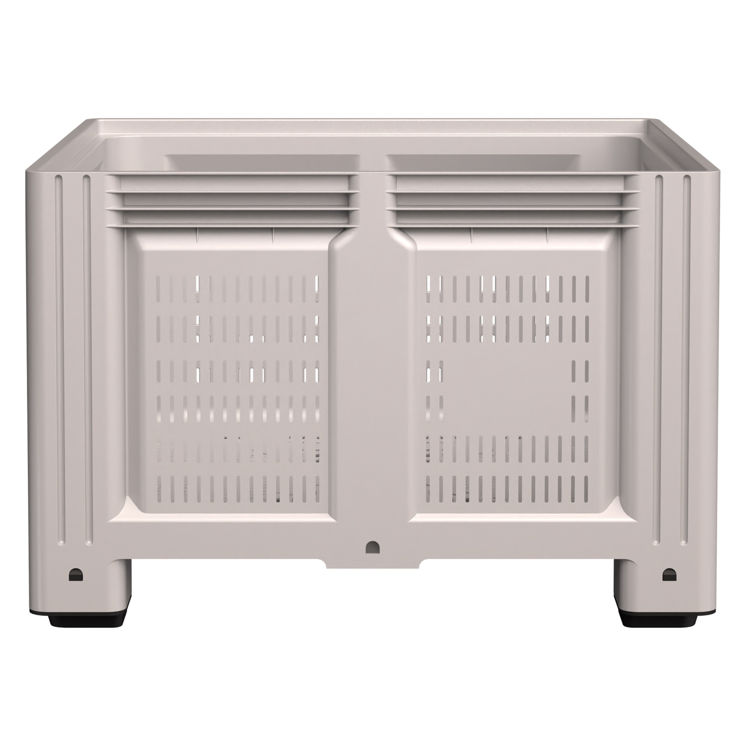 Большой контейнер 1130x1130x760 мм iPlast iBOX светло-серый c перфорированными стенками и дном, на ножках