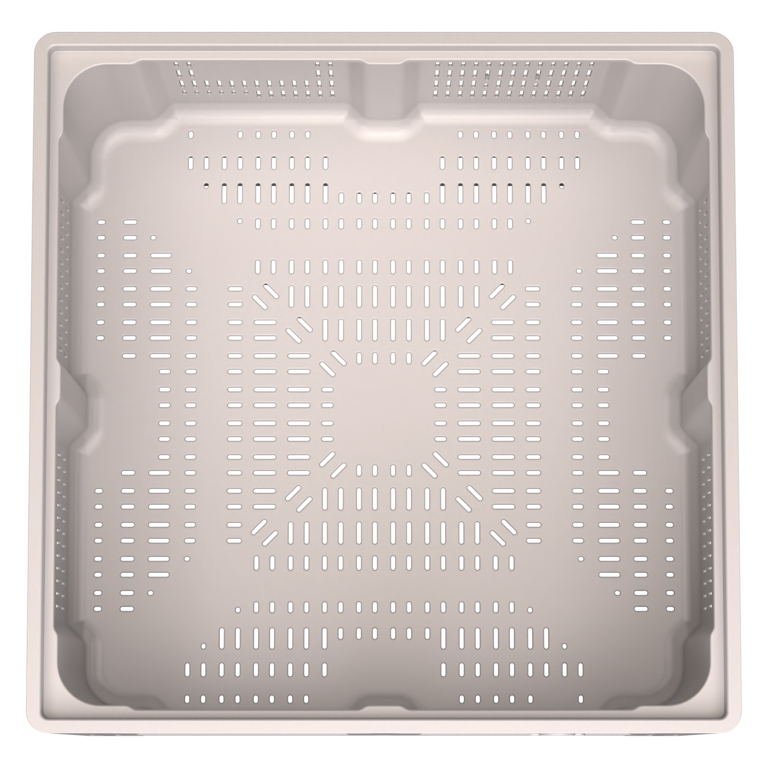 Большой контейнер 1130x1130x580 мм iPlast iBOX светло-серый c перфорированными стенками и дном, на ножках