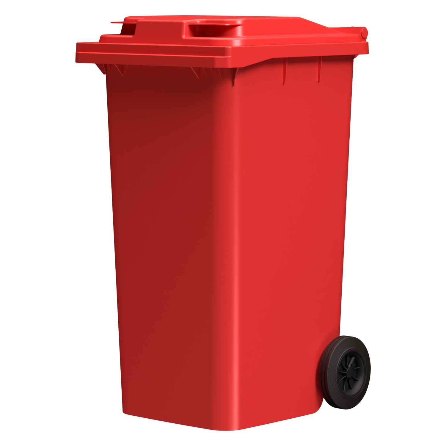 Мусорный контейнер 240 л iPlast красный 2-колёсный (д. 200 мм) с красной полипропиленовой крышкой