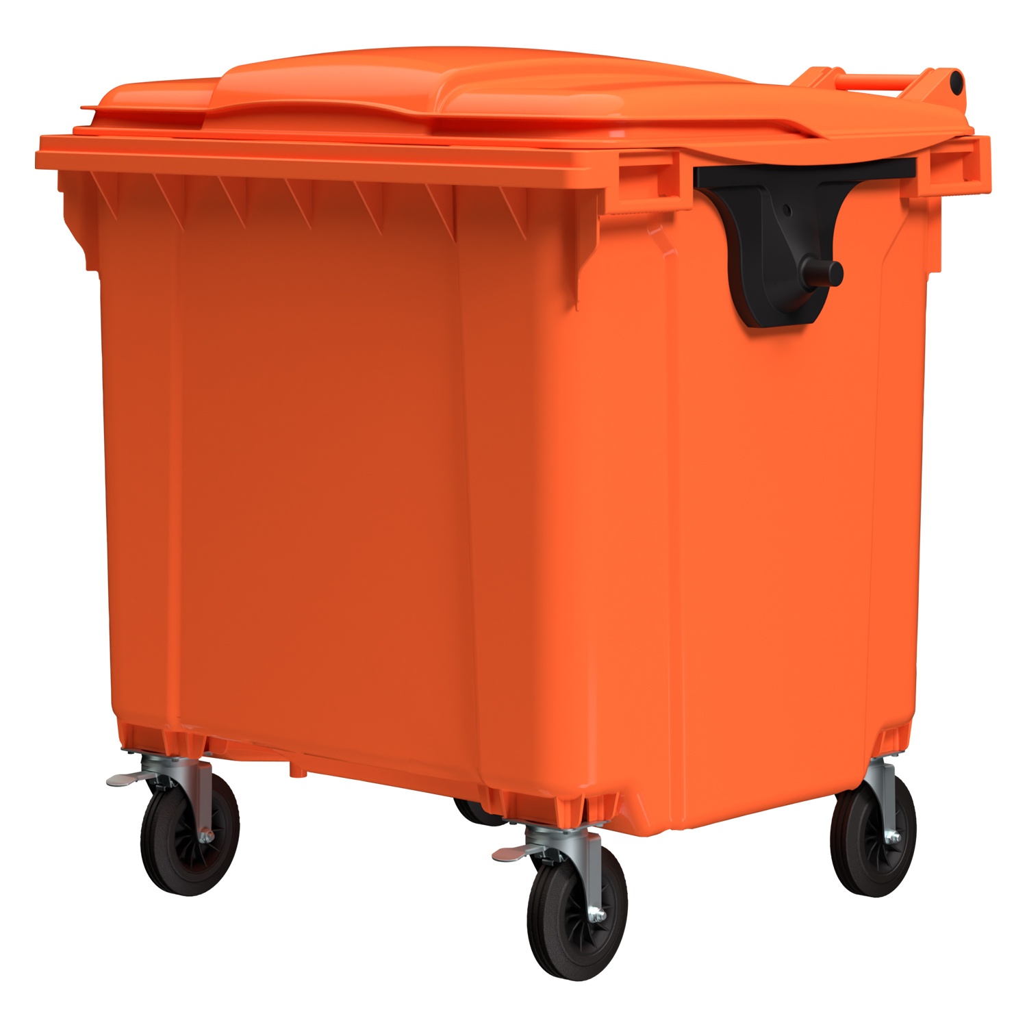 Мусорный контейнер 1100 л iPlast оранжевый 4-колёсный с оранжевой крышкой N2 (20.807.2)