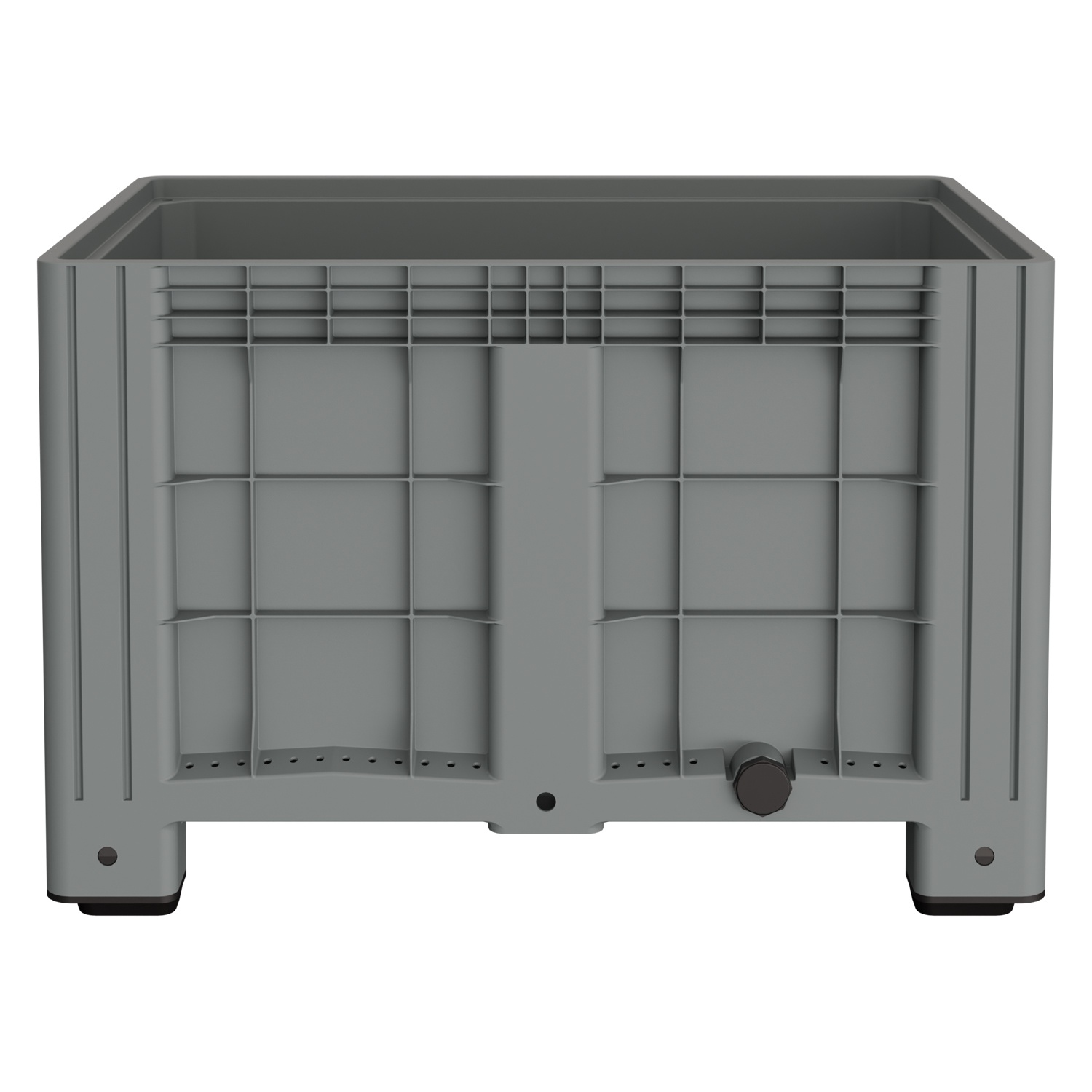Большой контейнер 1200х800х800 мм iPlast iBOX светло-серый со сплош. стенками и дном, на ножках с пробкой 2 дюйма