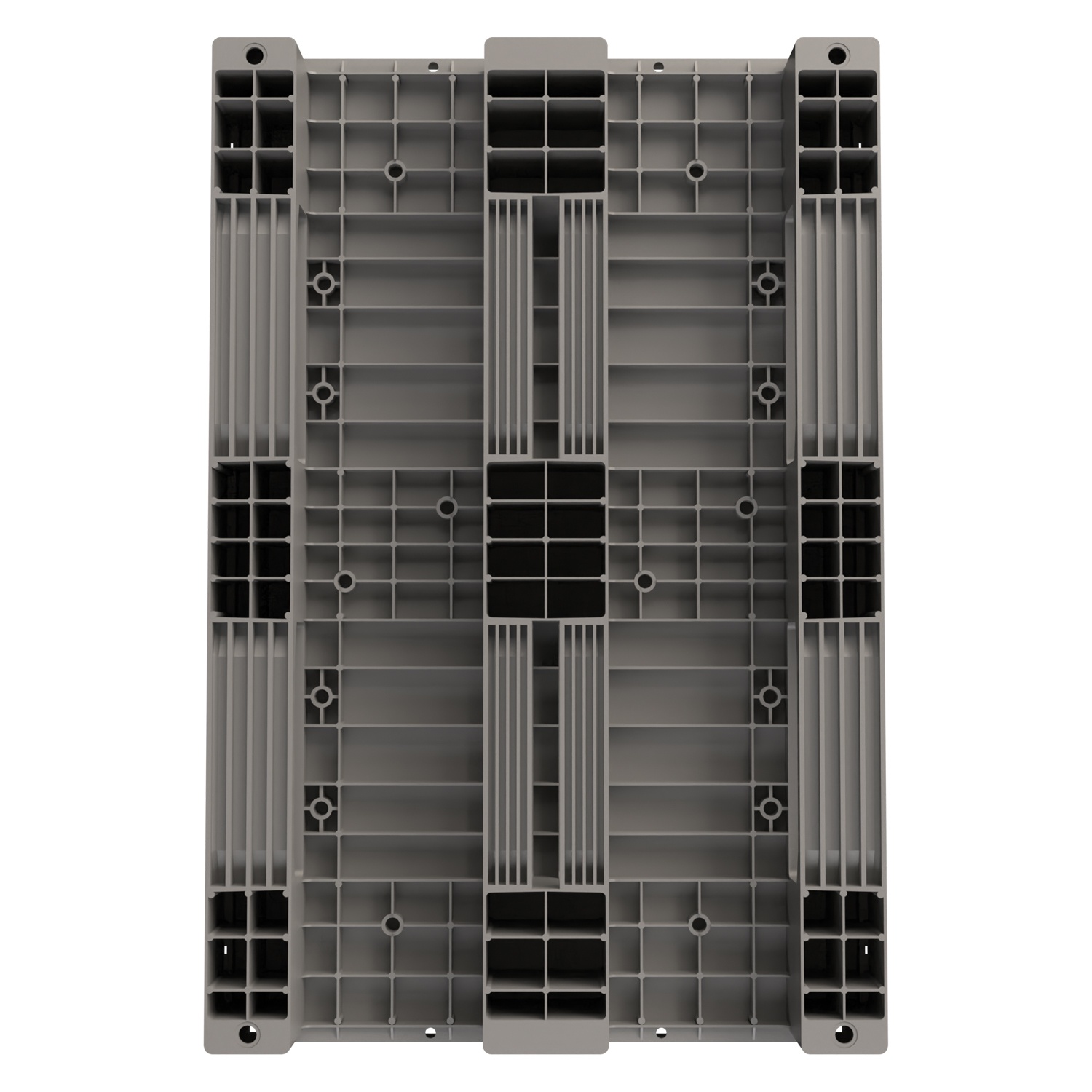 Пластиковый паллет 1200x800x160 мм iPlast серый сплошной на 3 полозьях с бортиком и элементами усиления