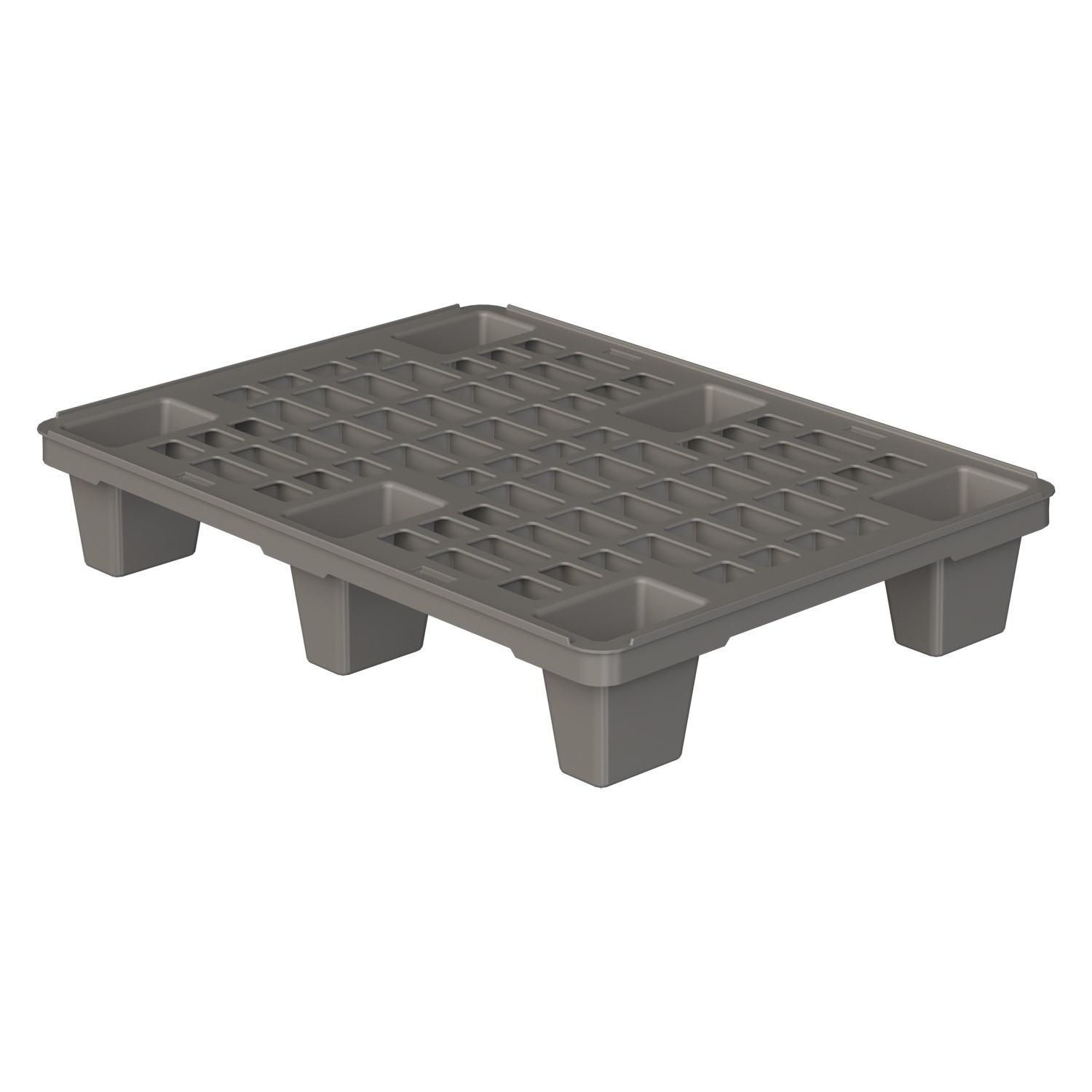 Пластиковый паллет 800x600x135 мм iPlast серый перфорированный на ножках с бортиком