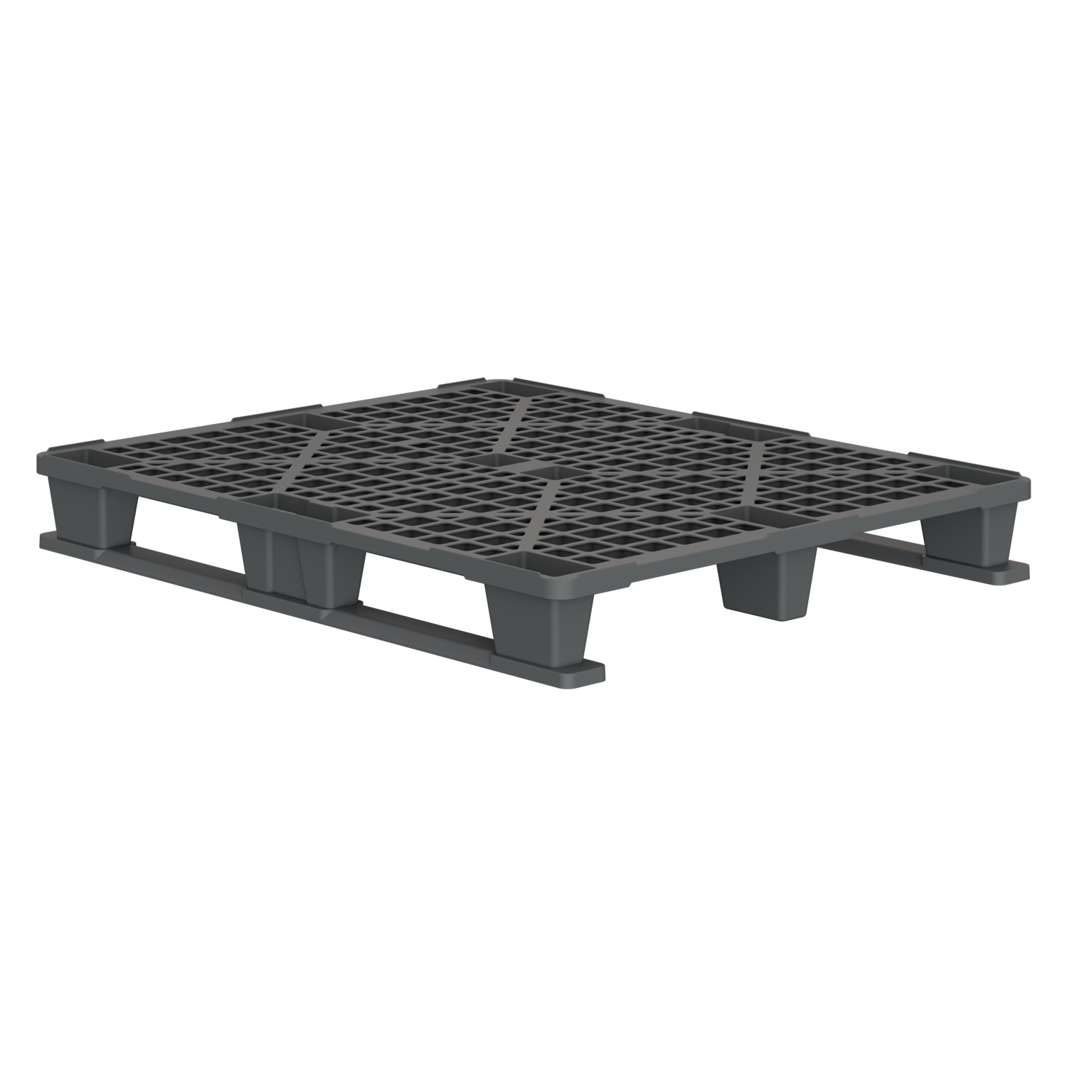 Пластиковый паллет 1200x1000x145 мм iPlast серый перфорированный на 2 полозьях с бортиком