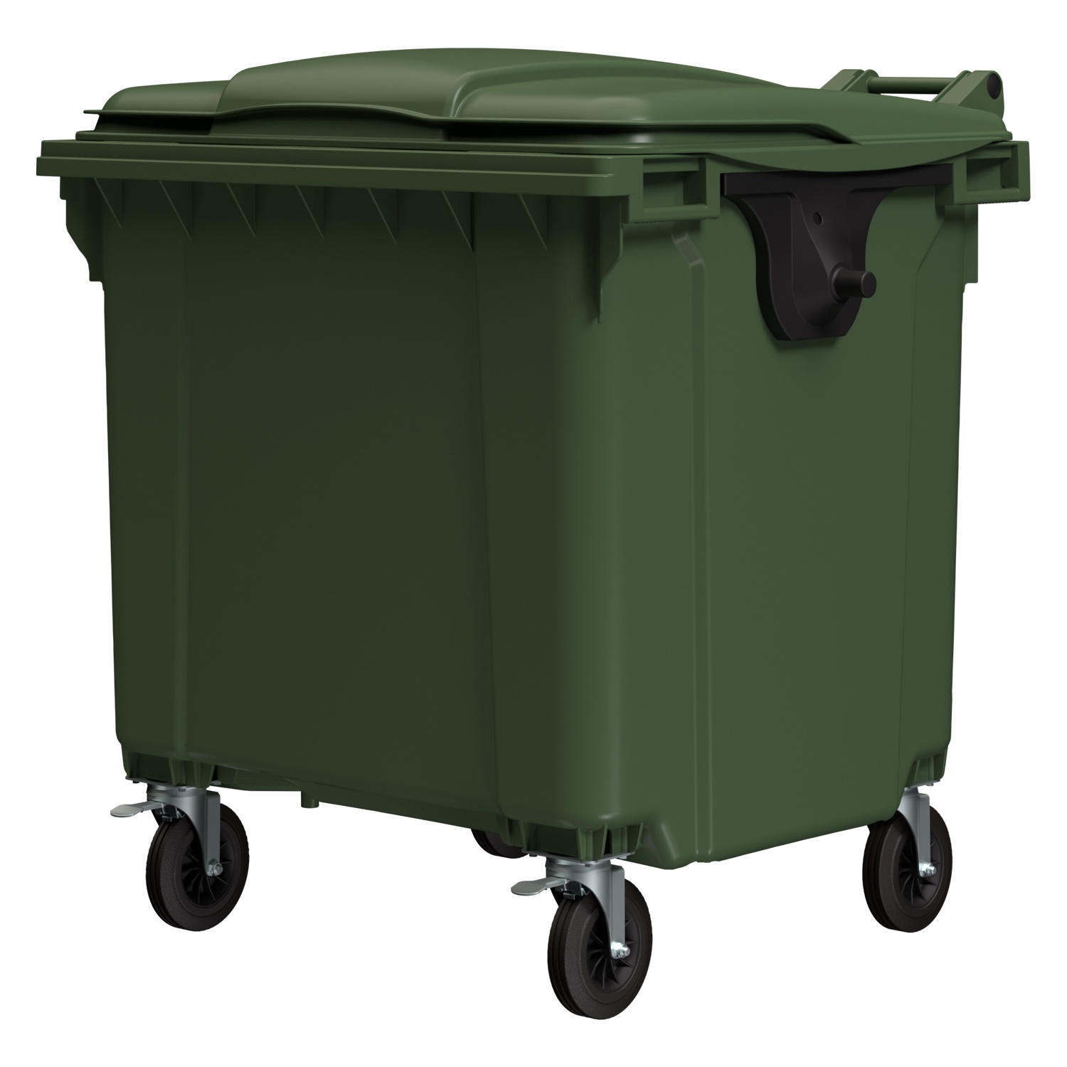 Мусорный контейнер 1100 л iPlast зелёный 4-колёсный с зелёной крышкой N2 (20.807.2)