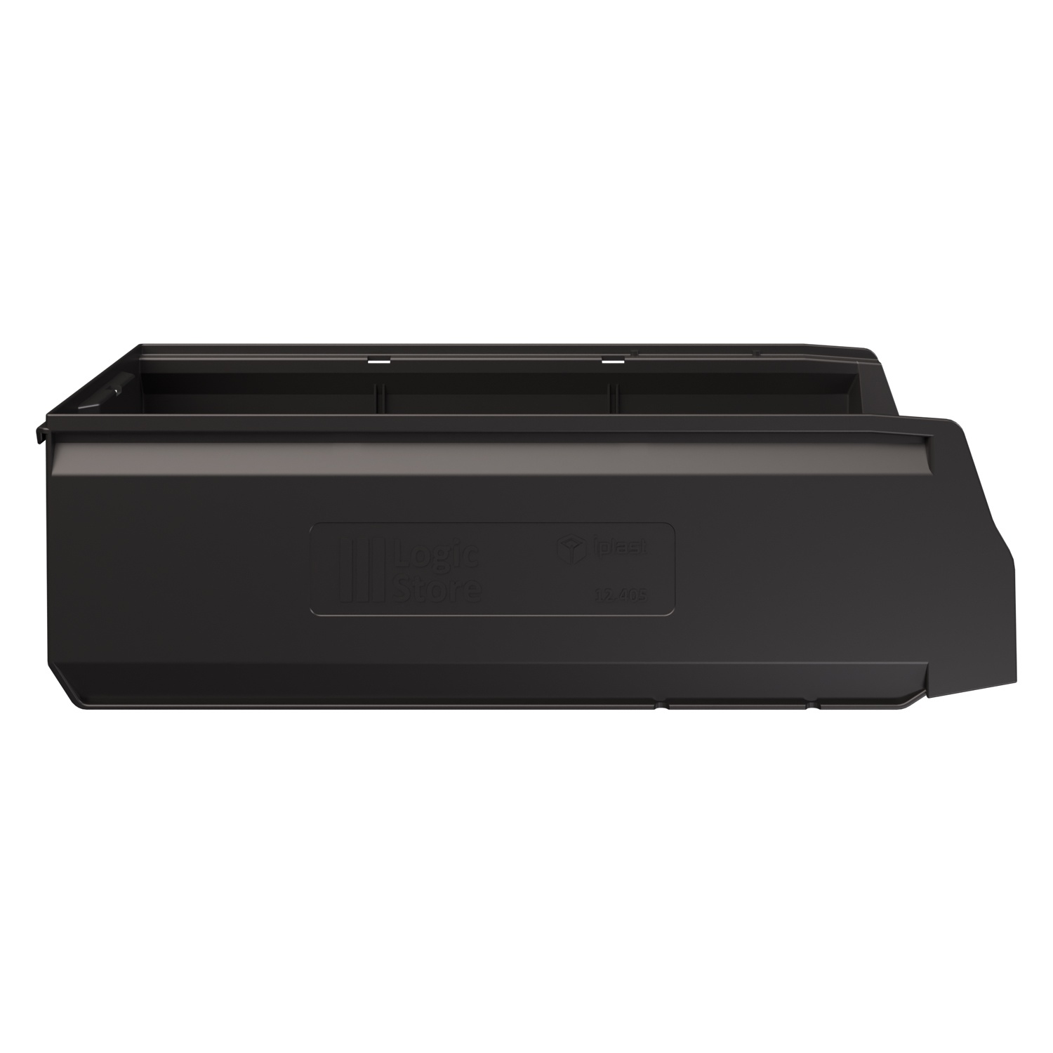 Складской лоток Logic Store 500х225х150 мм iPlast чёрный ЭКО с отверстиями для перегородок N1 (12.405.1)