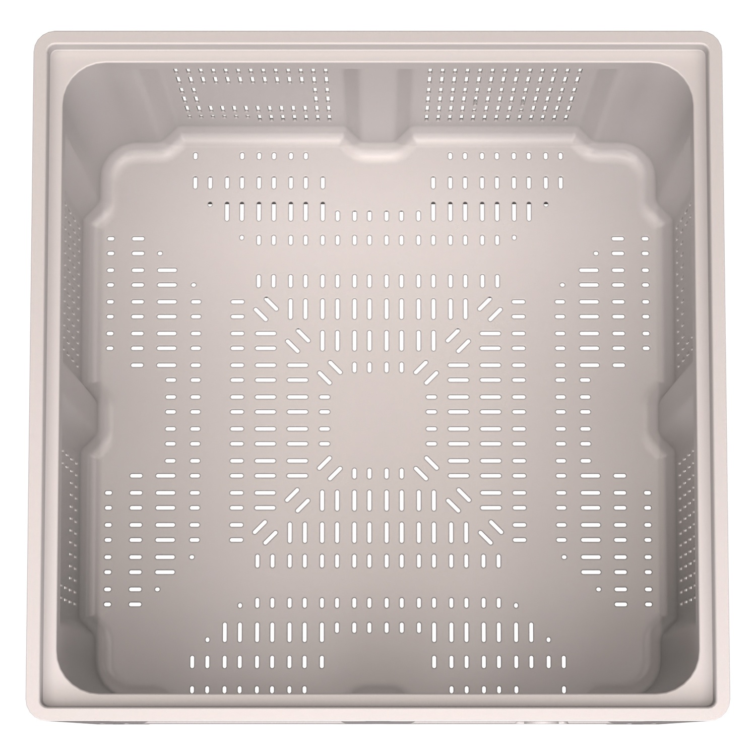 Большой контейнер 1130x1130x760 мм iPlast iBOX светло-серый c перфорированными стенками и дном, на ножках
