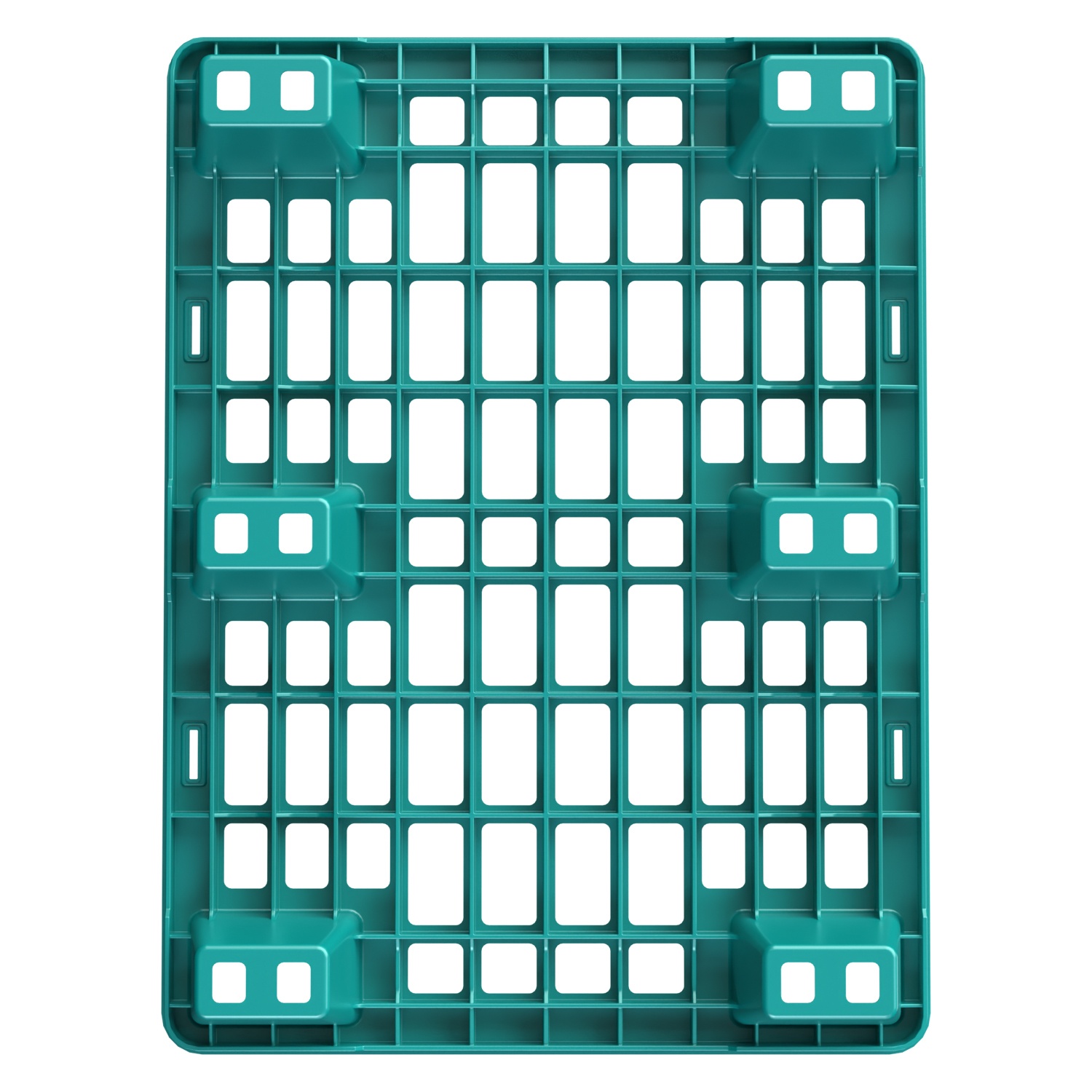 Пластиковый паллет 800x600x135 мм iPlast бирюзовый перфорированный на ножках с бортиком