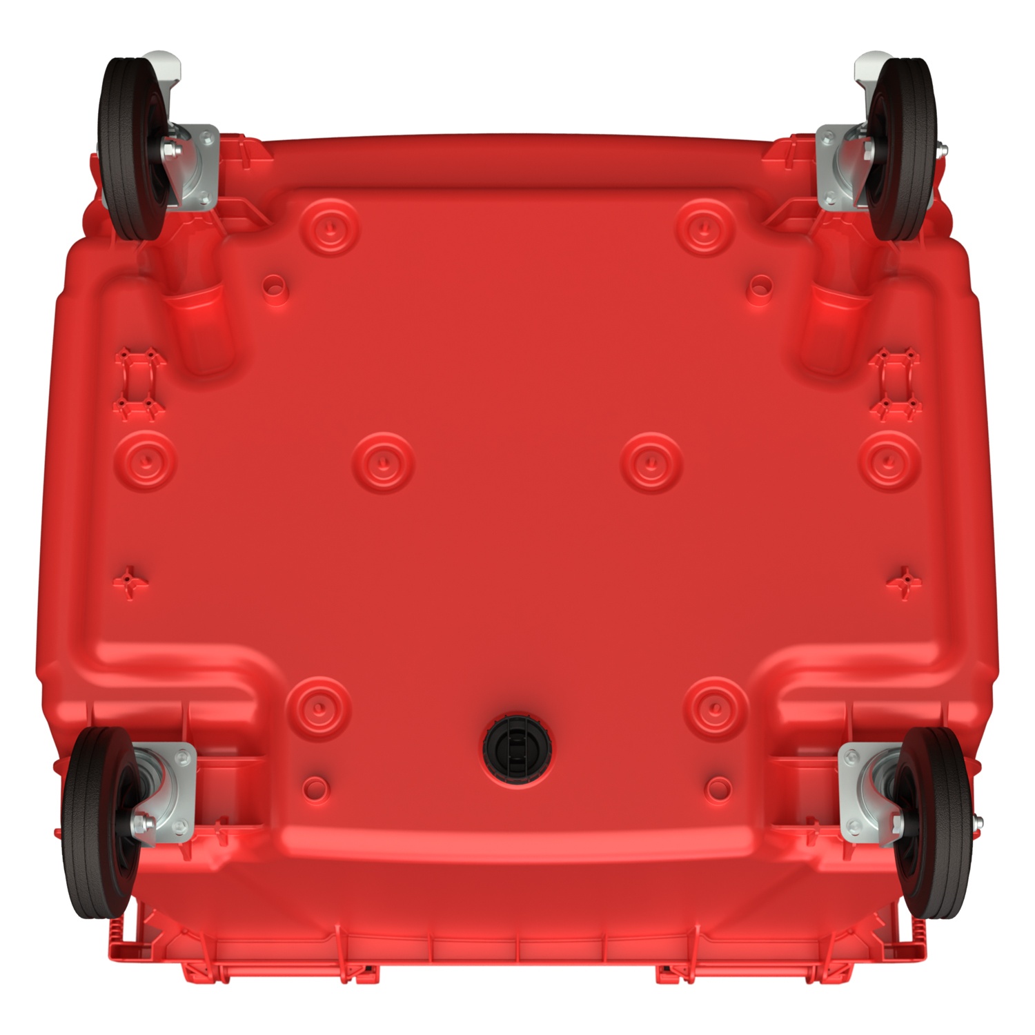 Мусорный контейнер 1100 л iPlast красный 4-колёсный с красной крышкой, без педали