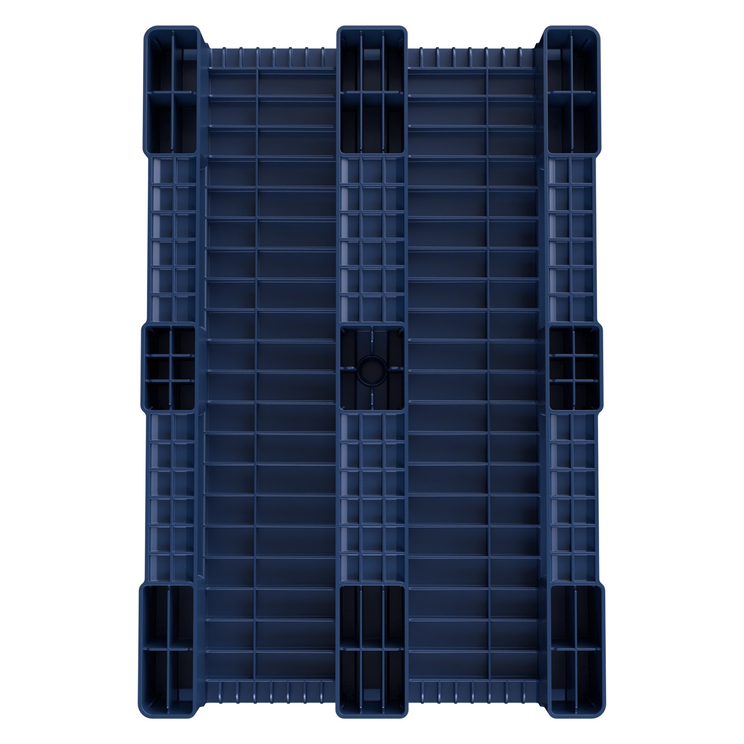 Пластиковый паллет 1200х800х150 мм iPlast синий индиго сплошной на 3 полозьях с бортиком