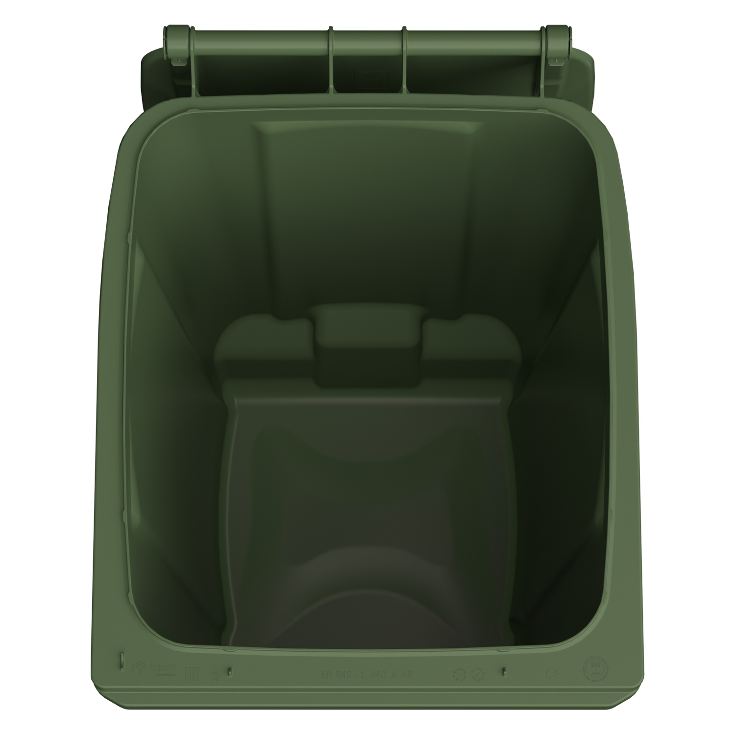Мусорный контейнер 240 л iPlast зелёный 2-колёсный (д. 200 мм) с зелёной крышкой NEW (20.808) Мусорный контейнер 240 л iPlast зелёный 2-колёсный (д. 200 мм) с зелёной крышкой NEW (20.808)