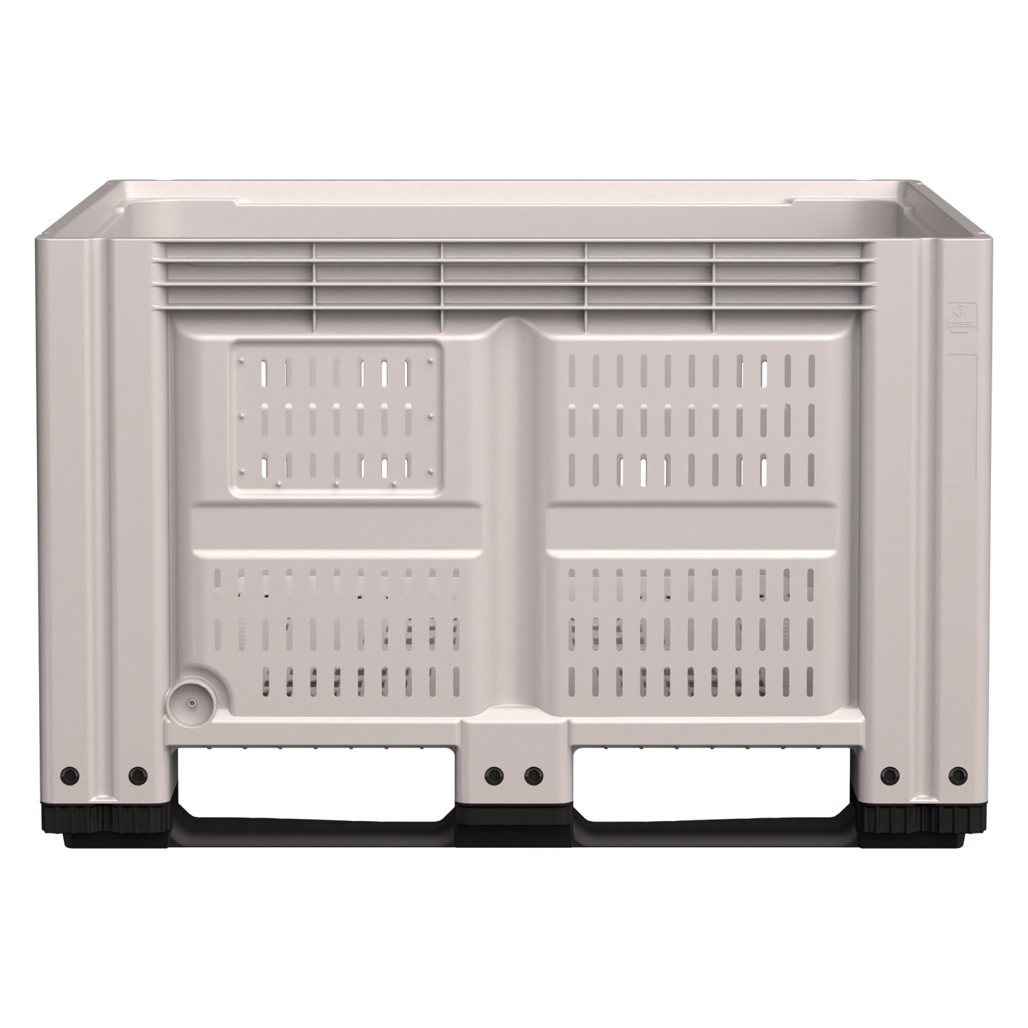 Большой контейнер 1200x1000x780 мм iPlast iBOX светло-серый c перфорированными стенками и дном, на полозьях