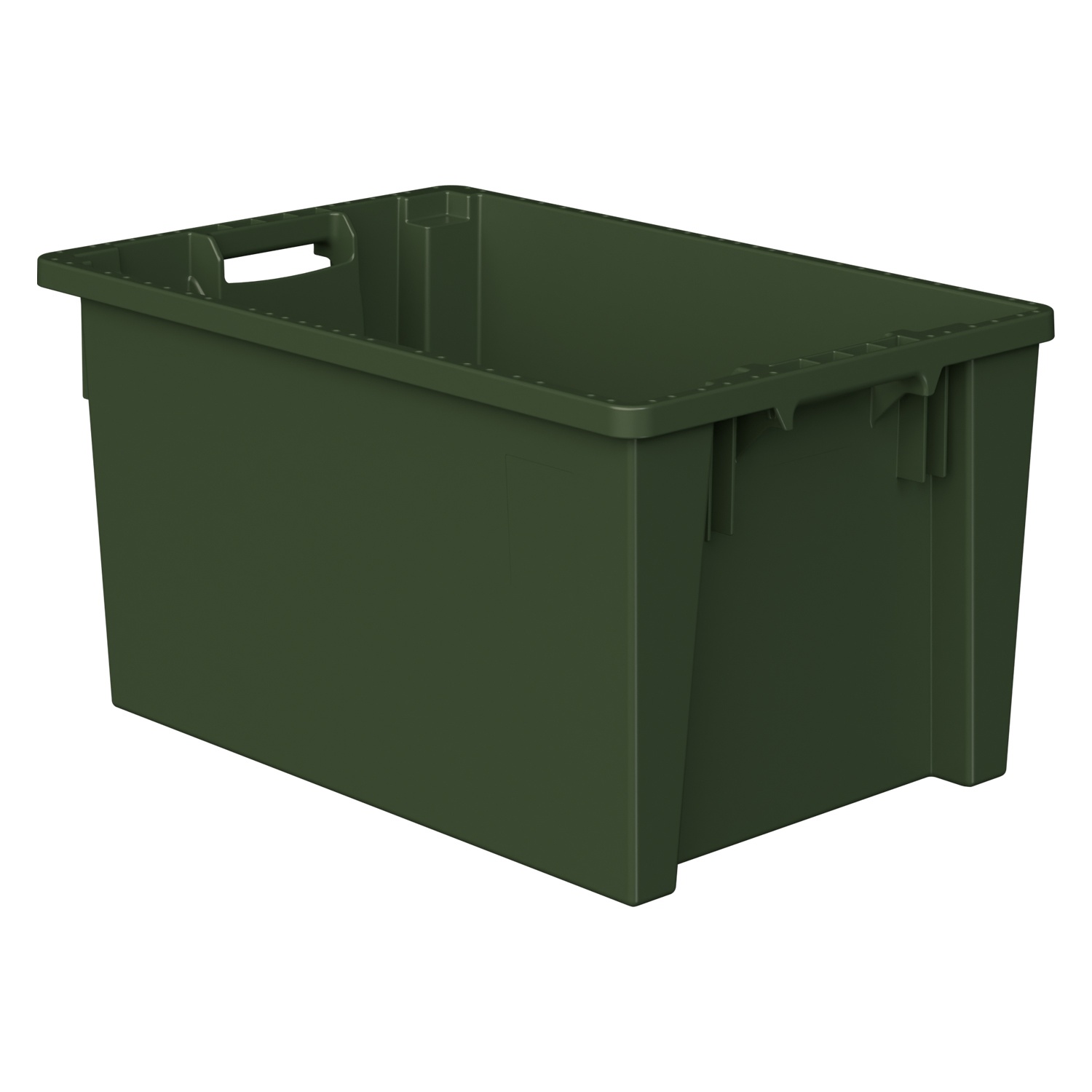 Поворотно-вкладываемый контейнер KD-6430.1 600х400х300 мм iPlast зелёный ЭКО со сплошным дном