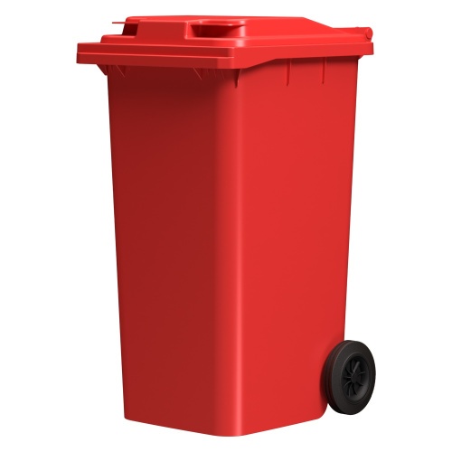 Мусорный контейнер 240 л iPlast красный 2-колёсный (д. 200 мм) с красной полипропиленовой крышкой