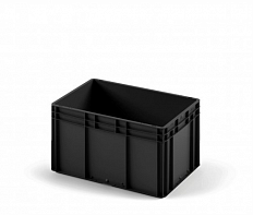 Пластиковый ящик 600х400х320 (ЕС-6432) черный с гладким дном - фото 1 предпросмотра