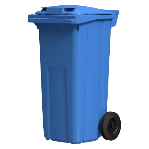 Мусорный контейнер 120 л iPlast синий 2-колёсный (д. 200 мм) с синей крышкой