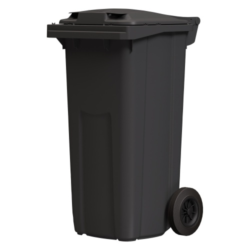 Мусорный контейнер 120 л iPlast тёмно-серый ЭКО 2-колёсный с тёмно-серой крышкой