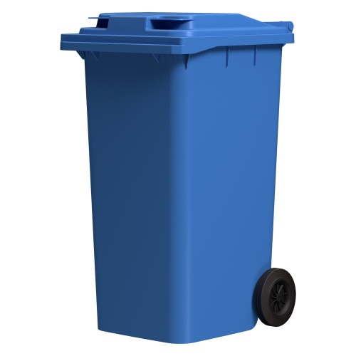 Мусорный контейнер 240 л iPlast синий 2-колёсный (д. 200 мм) с синей полипропиленовой крышкой