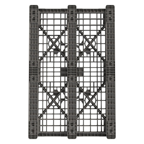 Пластиковый паллет 1200x800x150 мм iPlast серый многооборотный перфорированный на 3 полозьях с бортиком Пластиковый паллет 1200x800x150 мм iPlast серый многооборотный перфорированный на 3 полозьях с бортиком