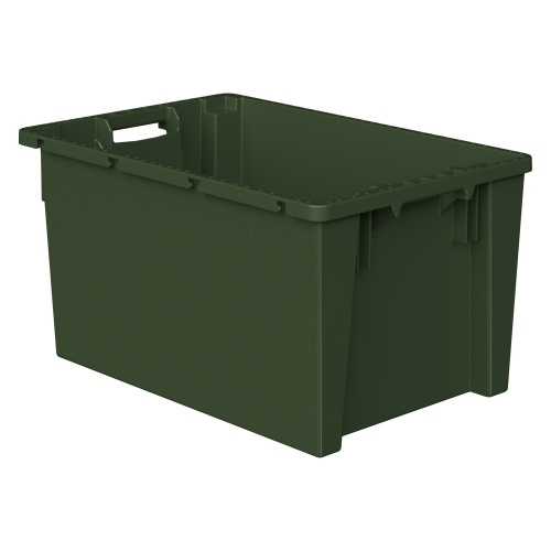 Поворотно-вкладываемый контейнер KD-6430.2 600х400х300 мм iPlast зелёный ЭКО со сплошными стенками, дном и зацепами для пакетов
