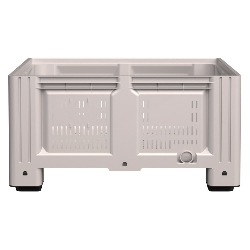 Большой контейнер 1130x1130x580 мм iPlast iBOX светло-серый c перфорированными стенками и дном, на ножках