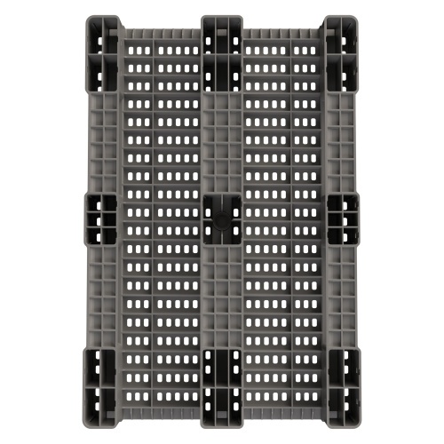 Пластиковый паллет 1200x800x150 мм iPlast серый перфорированный на 3 полозьях без бортика Пластиковый паллет 1200x800x150 мм iPlast серый перфорированный на 3 полозьях без бортика