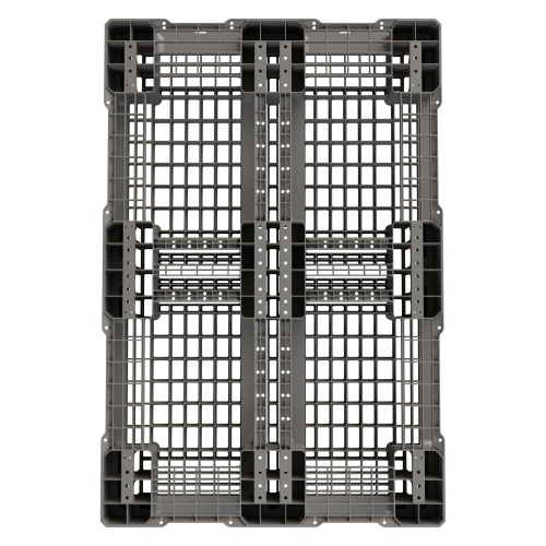 Пластиковый паллет 1210x810x150 мм iPlast серый перфорированный на 6 полозьях с бортиком