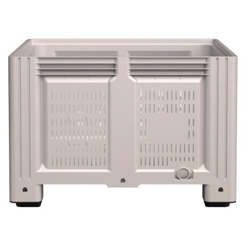 Большой контейнер 1130x1130x760 мм iPlast iBOX светло-серый c перфорированными стенками и дном, на ножках