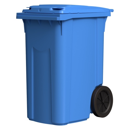 Мусорный контейнер 360 л iPlast тёмно-голубой 2-колёсный (д. 300 мм) с тёмно-голубой крышкой