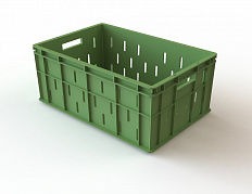 Ящик универсальный пищевой тяжёлый, малая перфорация, сплошное дно (600х400х259) - фото 1 предпросмотра