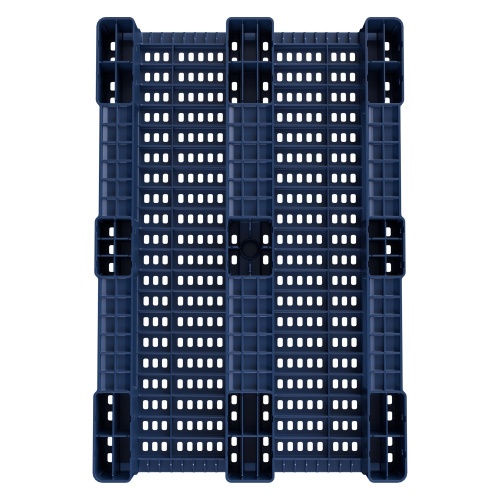 Пластиковый паллет 1200x800x150 мм iPlast синий индиго перфорированный на 3 полозьях с бортиком Пластиковый паллет 1200x800x150 мм iPlast синий индиго перфорированный на 3 полозьях с бортиком